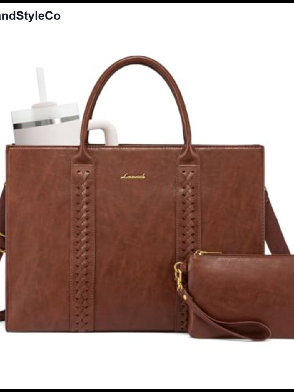 LOVEVOOK Laptop Tote Bag Faux Leather Briefcase 15.6 Inch Work
